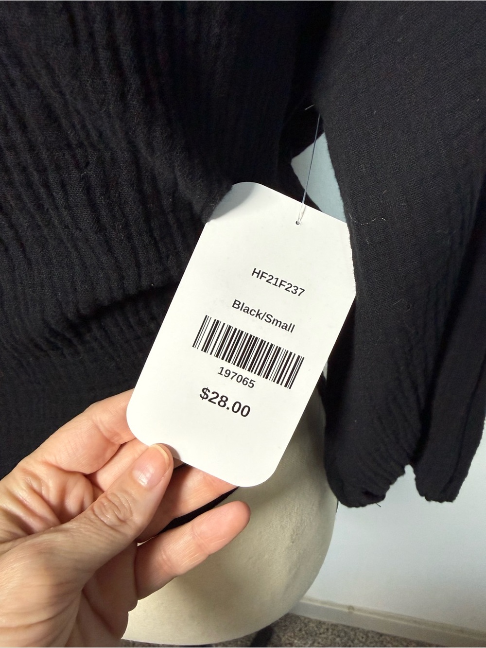 Black Tie-Waist Wrap Blouse with Collar - Picture 4 of 6
